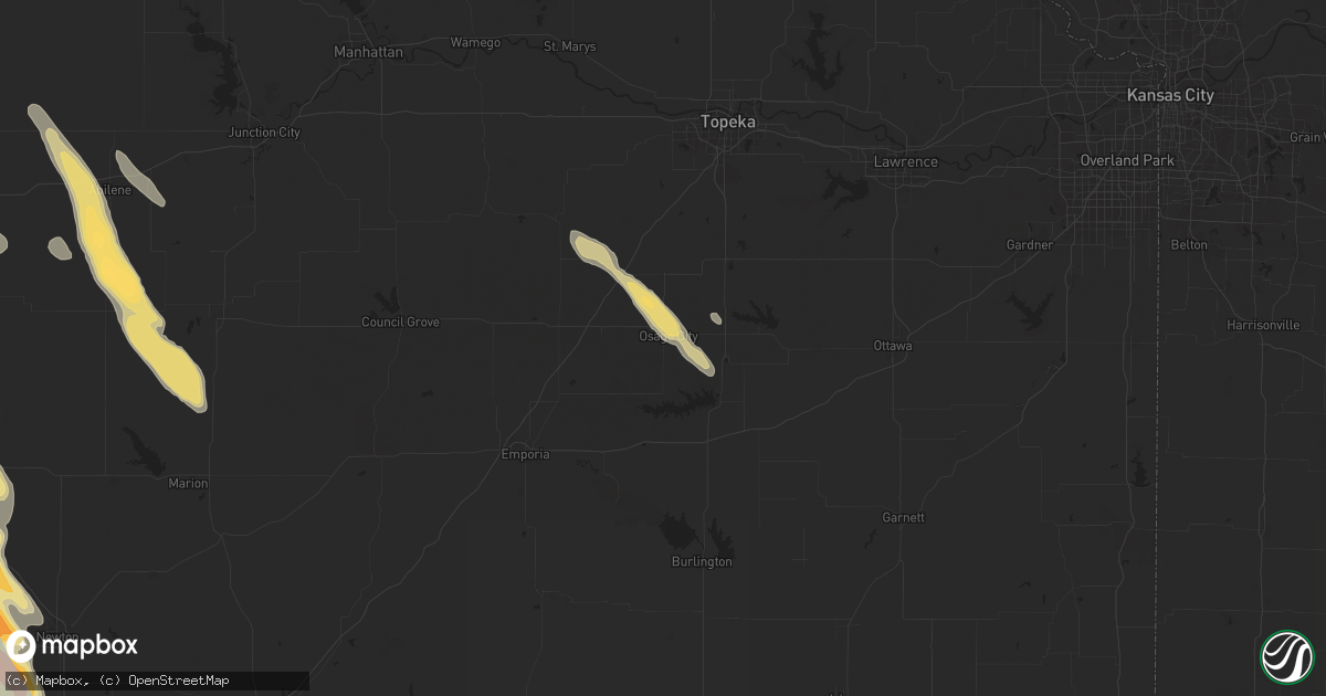 Hail map in Osage City, KS on September 3, 2025
