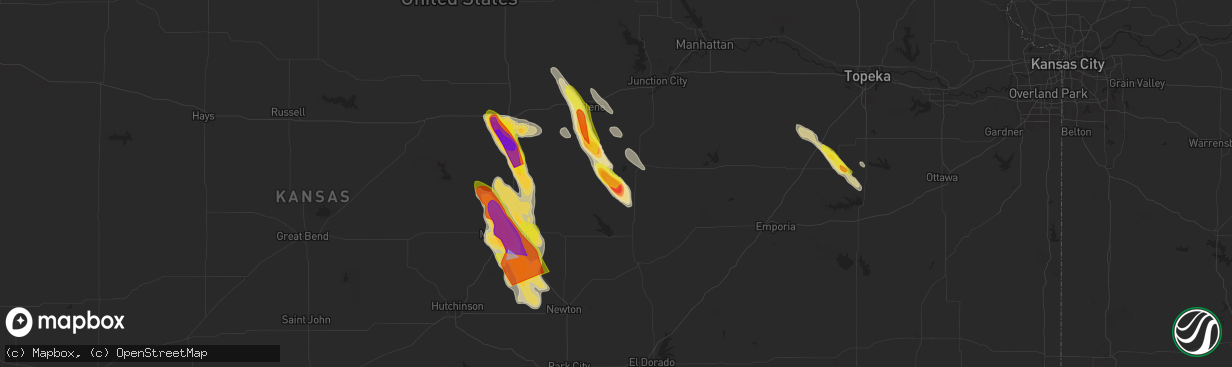 Hail map in Ramona, KS on September 3, 2025