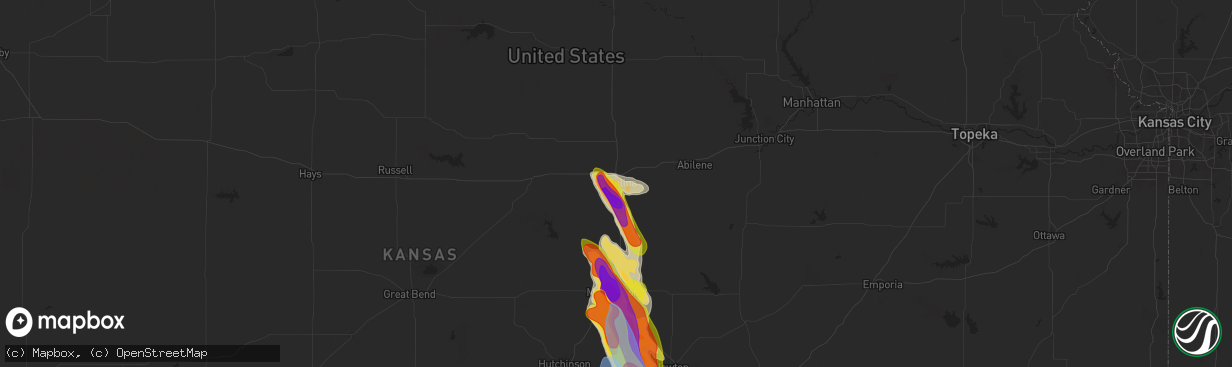 Hail map in Salina, KS on September 3, 2025