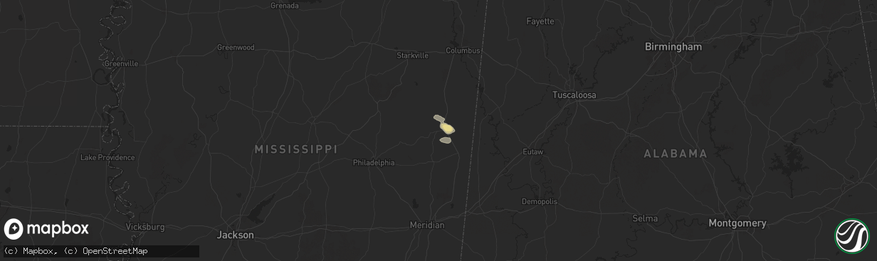 Hail map in Shuqualak, MS on September 3, 2025