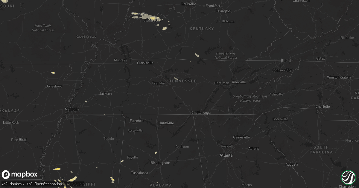 Hail map in Tennessee on September 3, 2025
