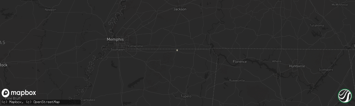 Hail map in Walnut, MS on September 3, 2025
