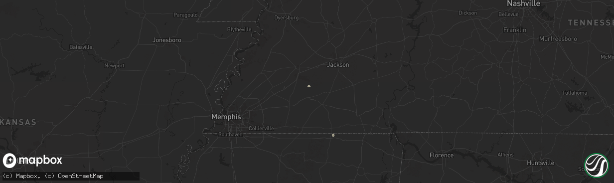 Hail map in Whiteville, TN on September 3, 2025