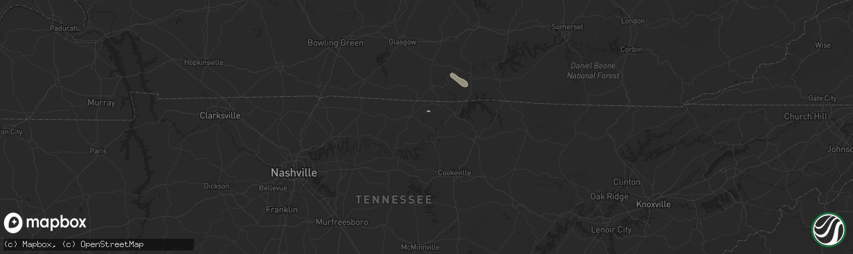 Hail map in Whitleyville, TN on September 3, 2025