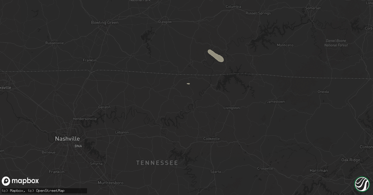Hail map in Whitleyville, TN on September 3, 2025