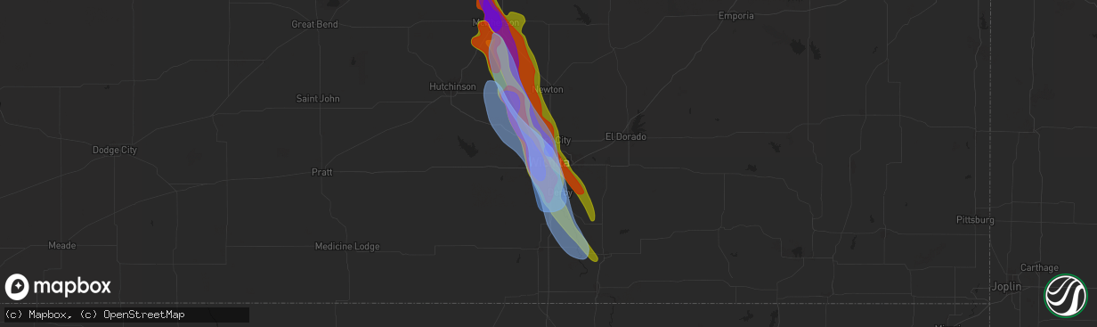 Hail map in Wichita, KS on September 3, 2025