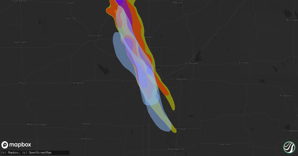 Hail map in Wichita, KS on September 3, 2025