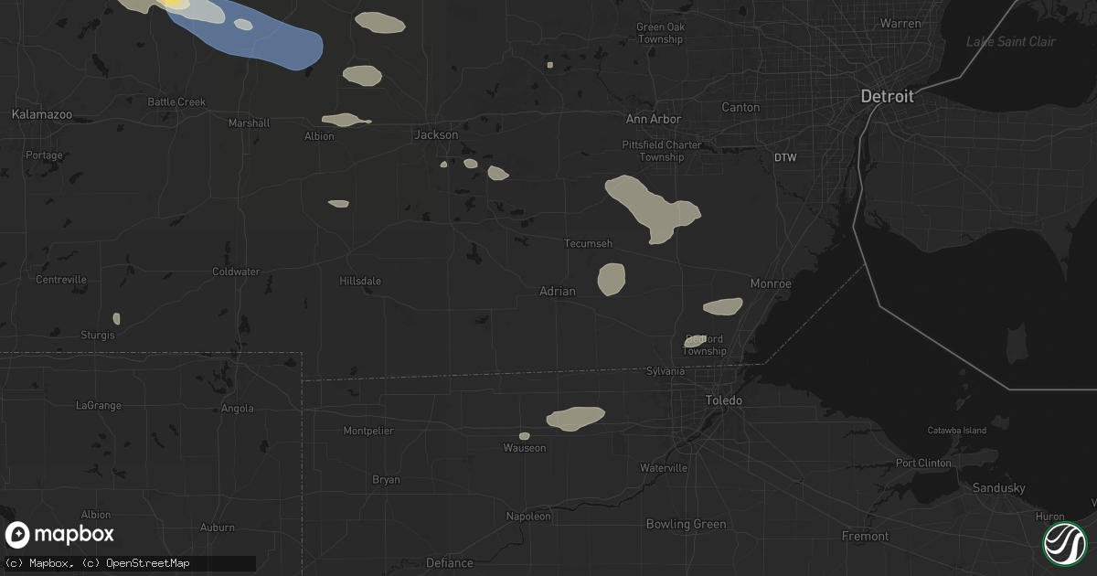 Hail map in Adrian, MI on September 3, 2026