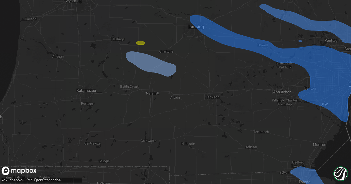 Hail map in Albion, MI on September 3, 2026