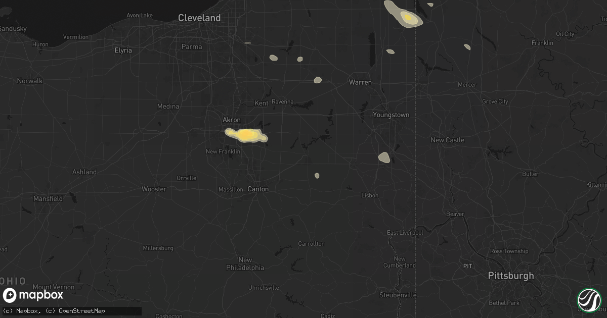 Hail map in Alliance, OH on September 3, 2026