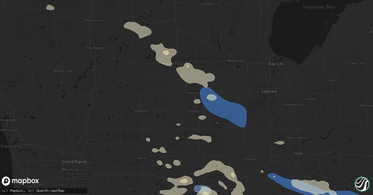 Hail map in Alma, MI on September 3, 2026