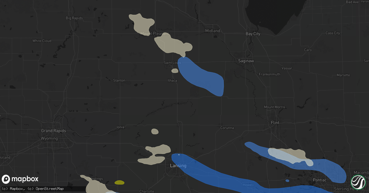 Hail map in Ashley, MI on September 3, 2026