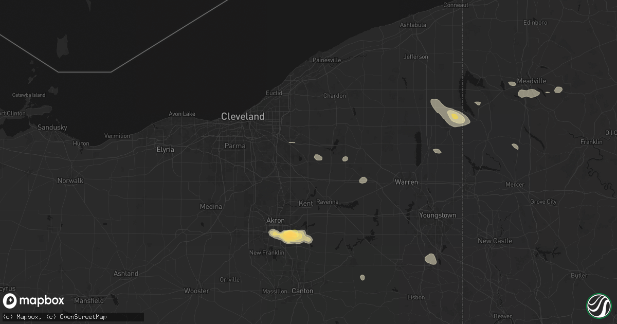 Hail map in Aurora, OH on September 3, 2026