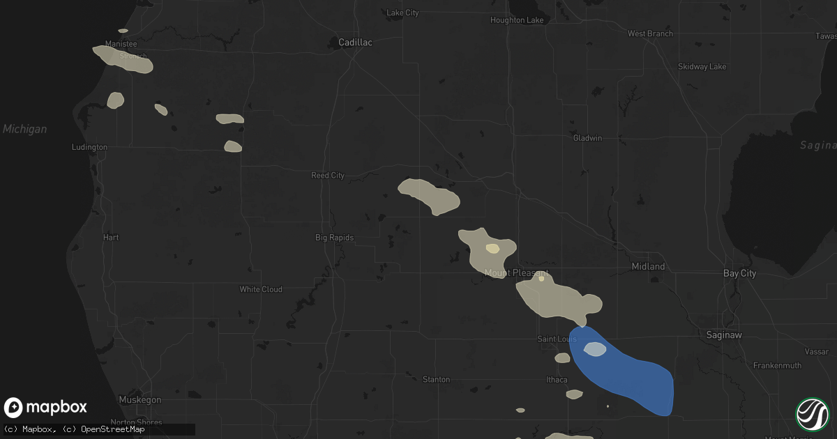 Hail map in Barryton, MI on September 3, 2026