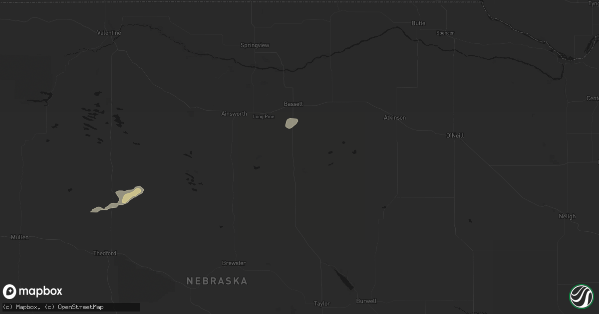 Hail map in Bassett, NE on September 3, 2026