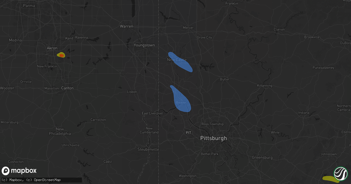 Hail map in Beaver Falls, PA on September 3, 2026