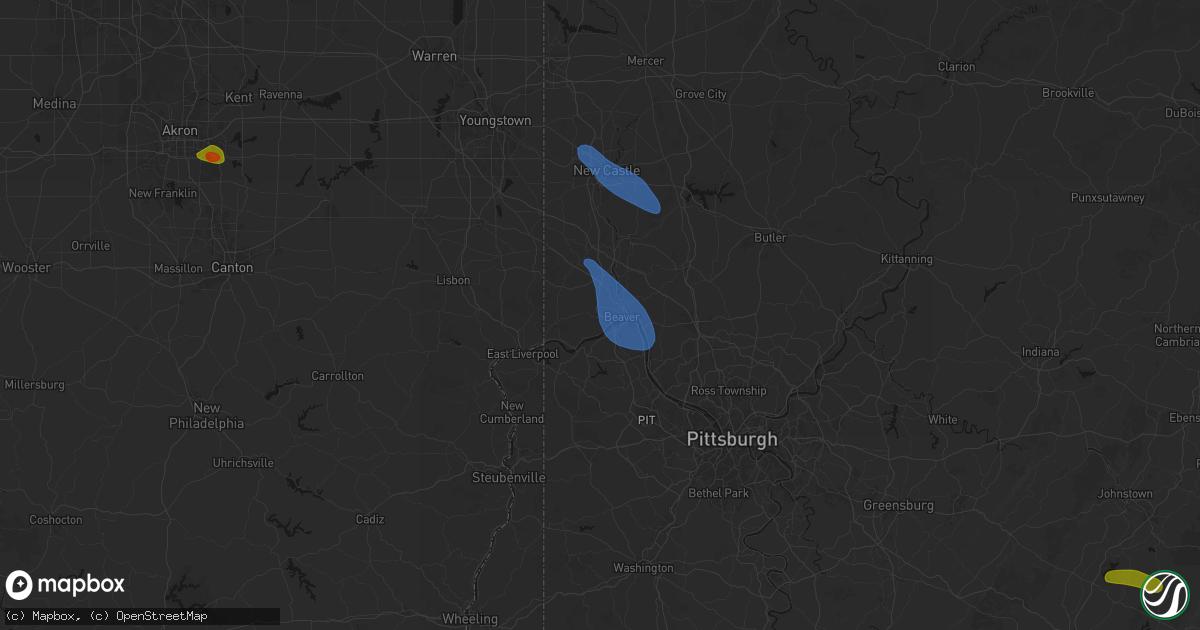 Hail map in Beaver, PA on September 3, 2026