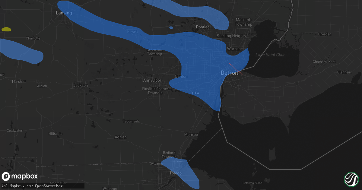 Hail map in Belleville, MI on September 3, 2026