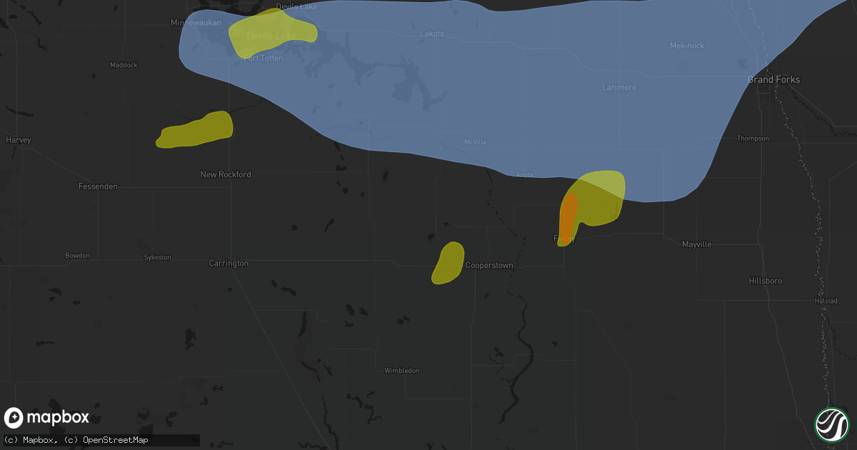 Hail map in Binford, ND on September 3, 2026