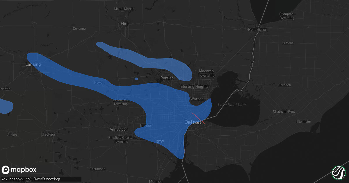 Hail map in Birmingham, MI on September 3, 2026
