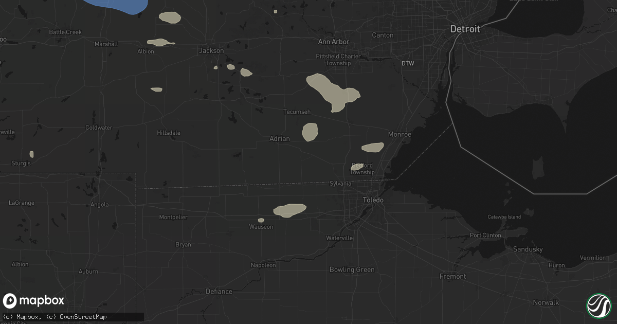 Hail map in Blissfield, MI on September 3, 2026