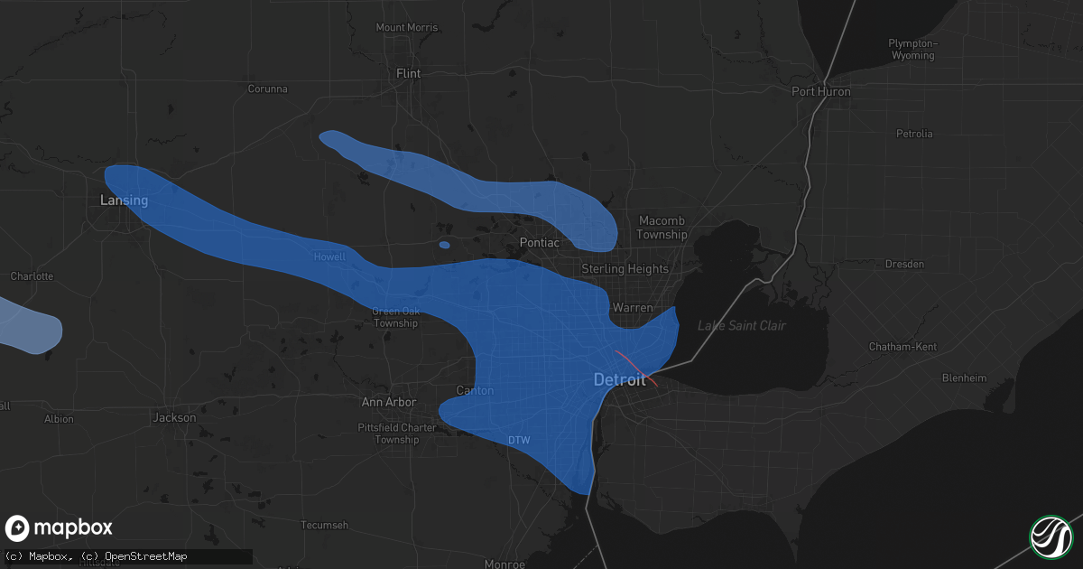 Hail map in Bloomfield Hills, MI on September 3, 2026