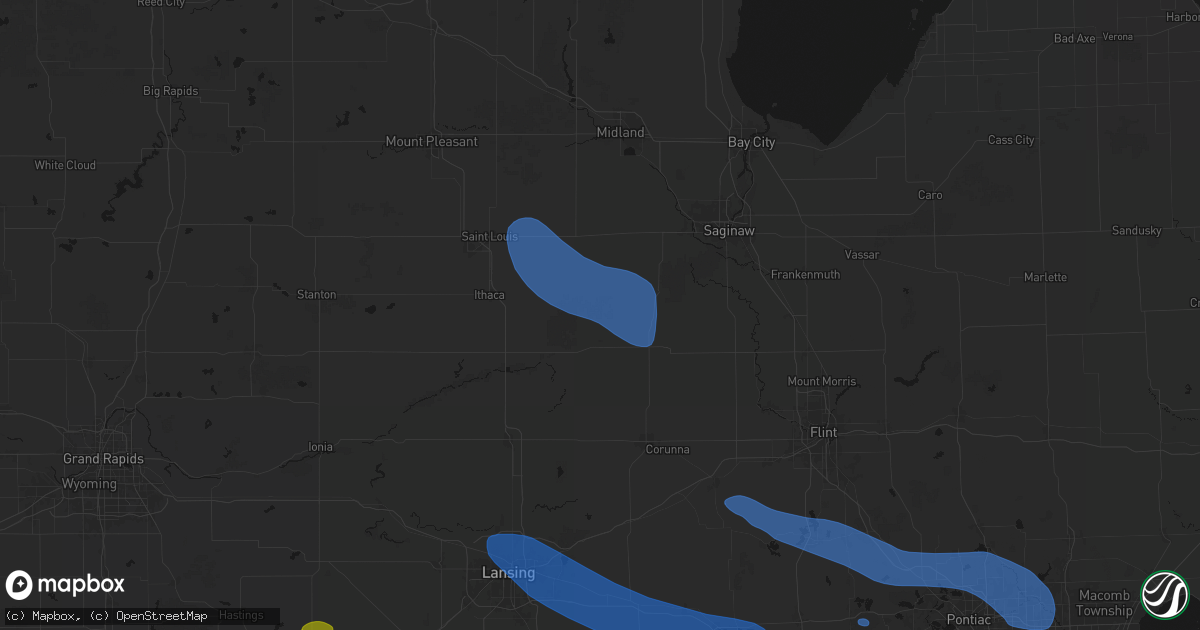 Hail map in Brant, MI on September 3, 2026