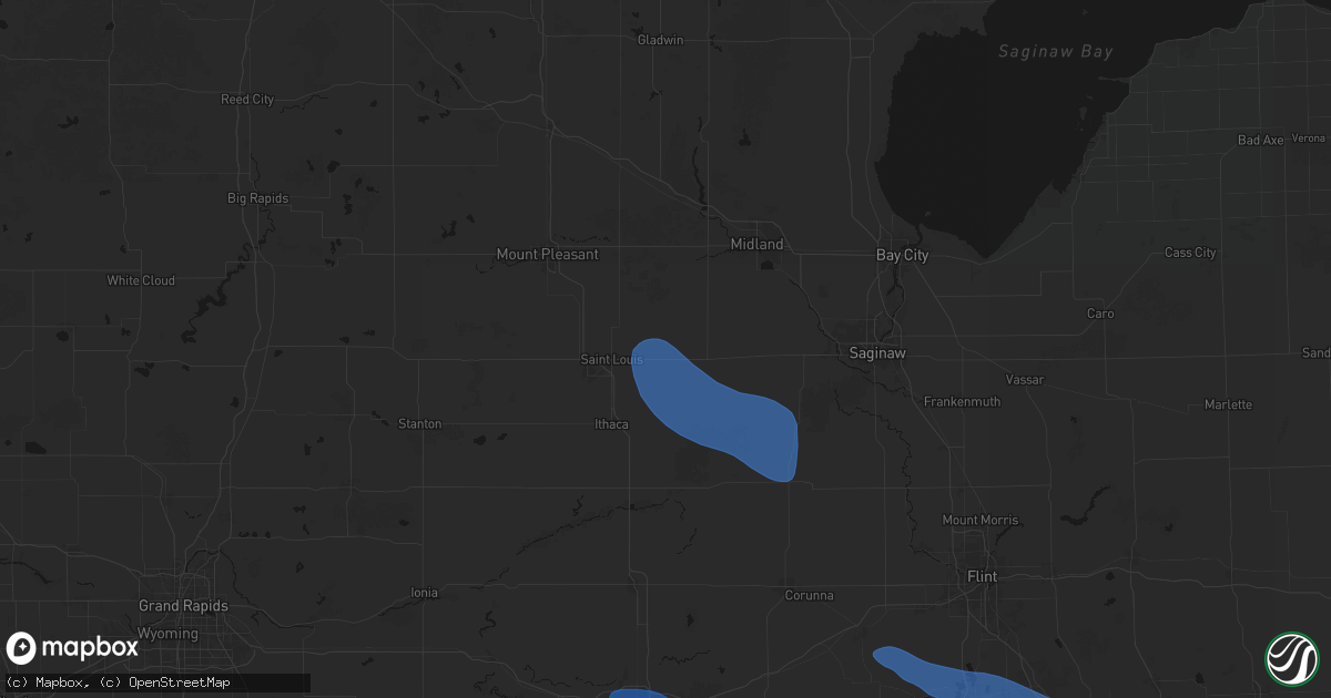 Hail map in Breckenridge, MI on September 3, 2026