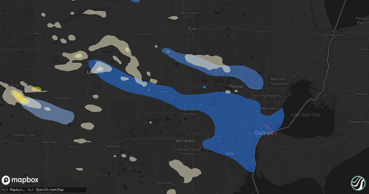 Hail map in Brighton, MI on September 3, 2026