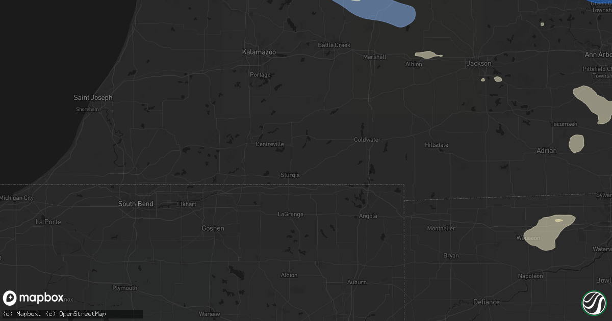 Hail map in Burr Oak, MI on September 3, 2026