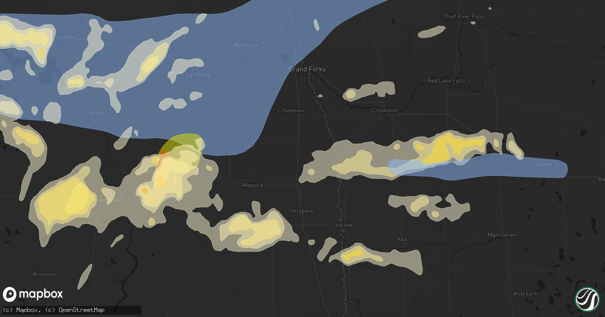 Hail map in Buxton, ND on September 3, 2026