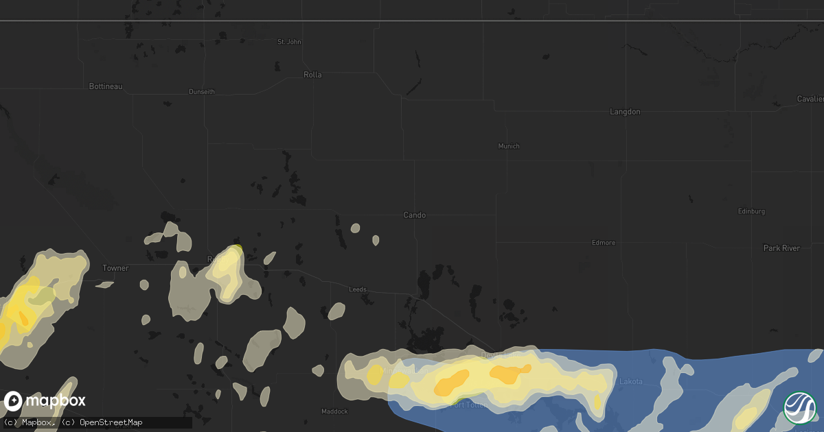 Hail map in Cando, ND on September 3, 2026