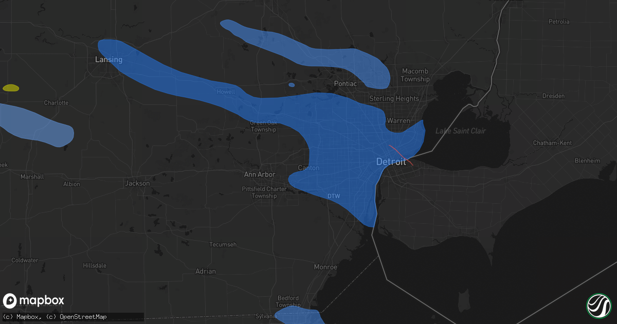 Hail map in Canton, MI on September 3, 2026