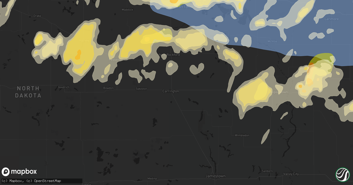 Hail map in Carrington, ND on September 3, 2026