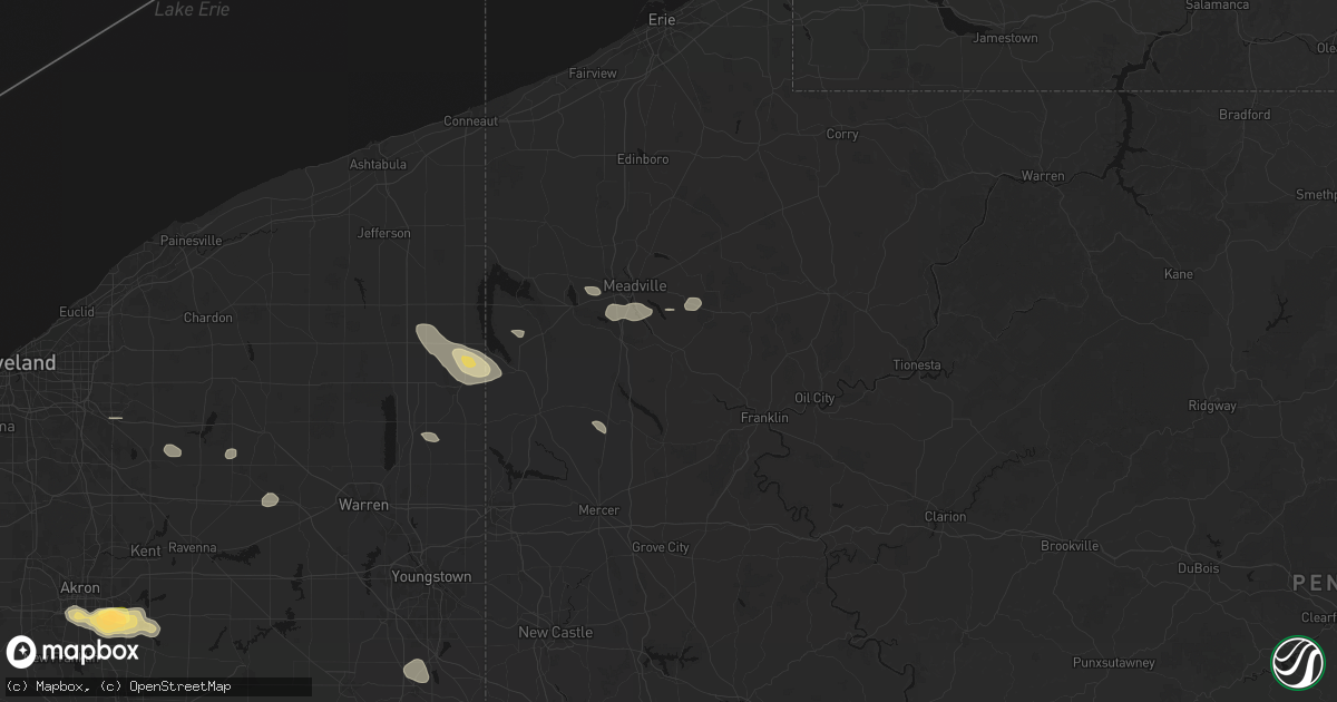 Hail map in Cochranton, PA on September 3, 2026