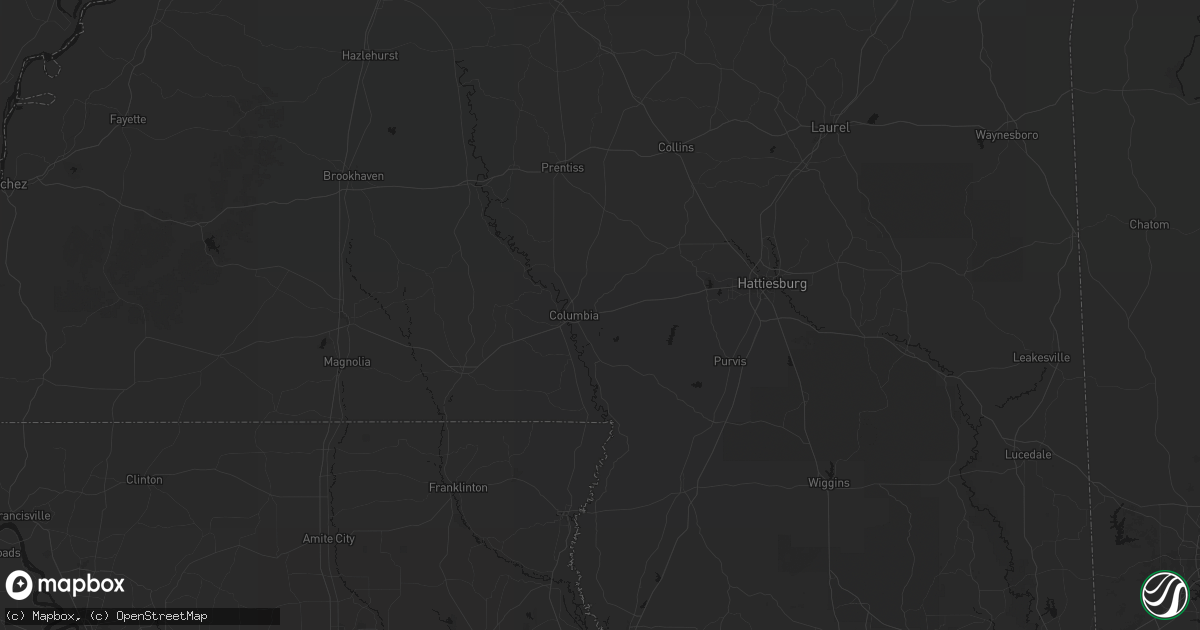 Hail map in Columbia, MS on September 3, 2026