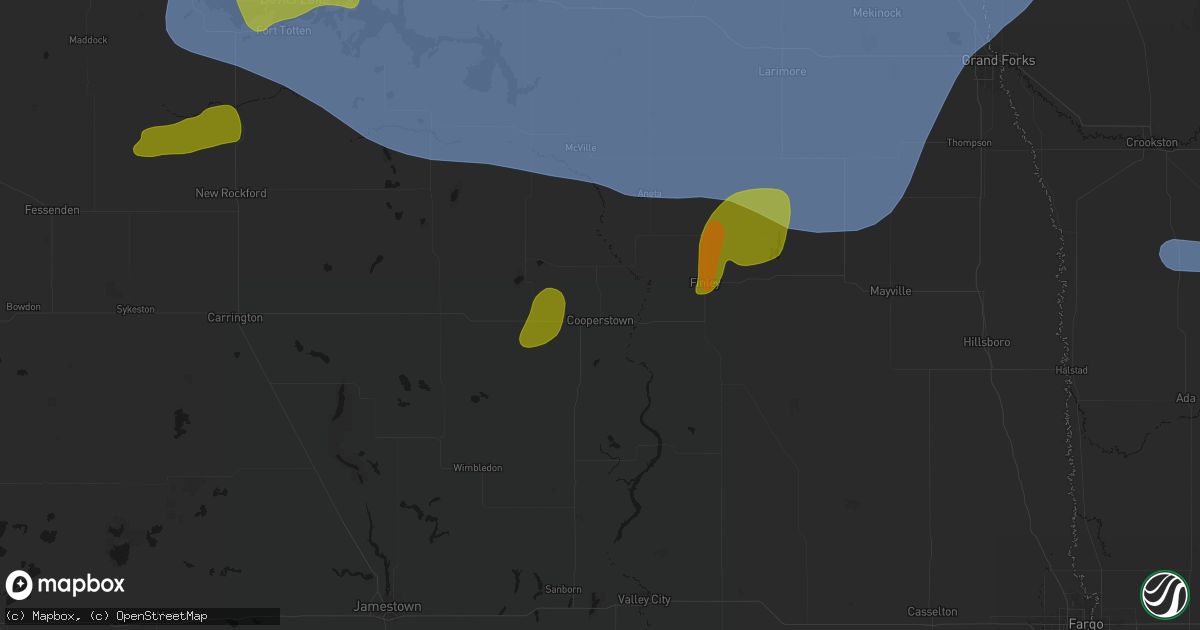 Hail map in Cooperstown, ND on September 3, 2026