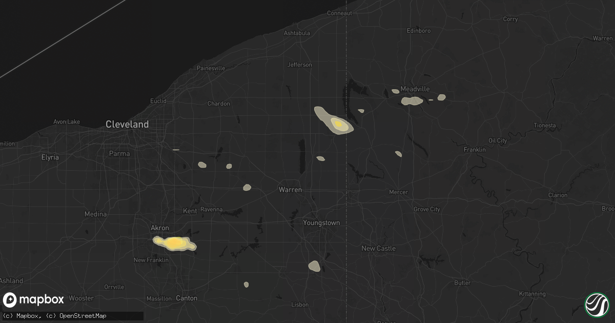 Hail map in Cortland, OH on September 3, 2026