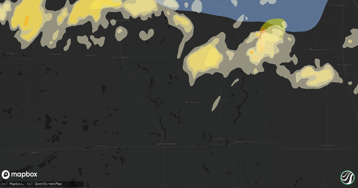 Hail map in Courtenay, ND on September 3, 2026