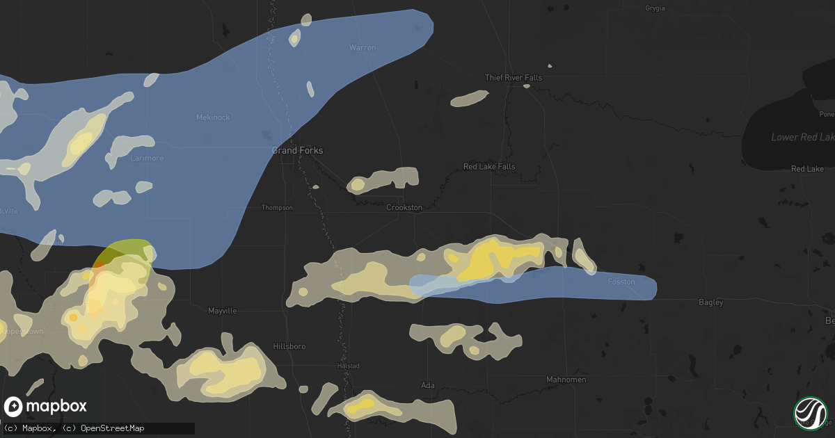 Hail map in Crookston, MN on September 3, 2026