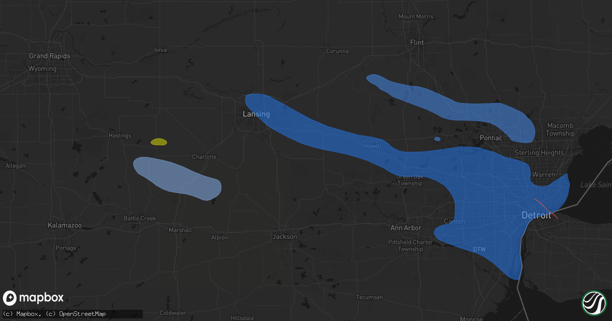Hail map in Dansville, MI on September 3, 2026