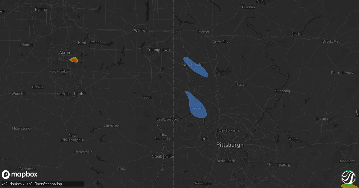 Hail map in Darlington, PA on September 3, 2026