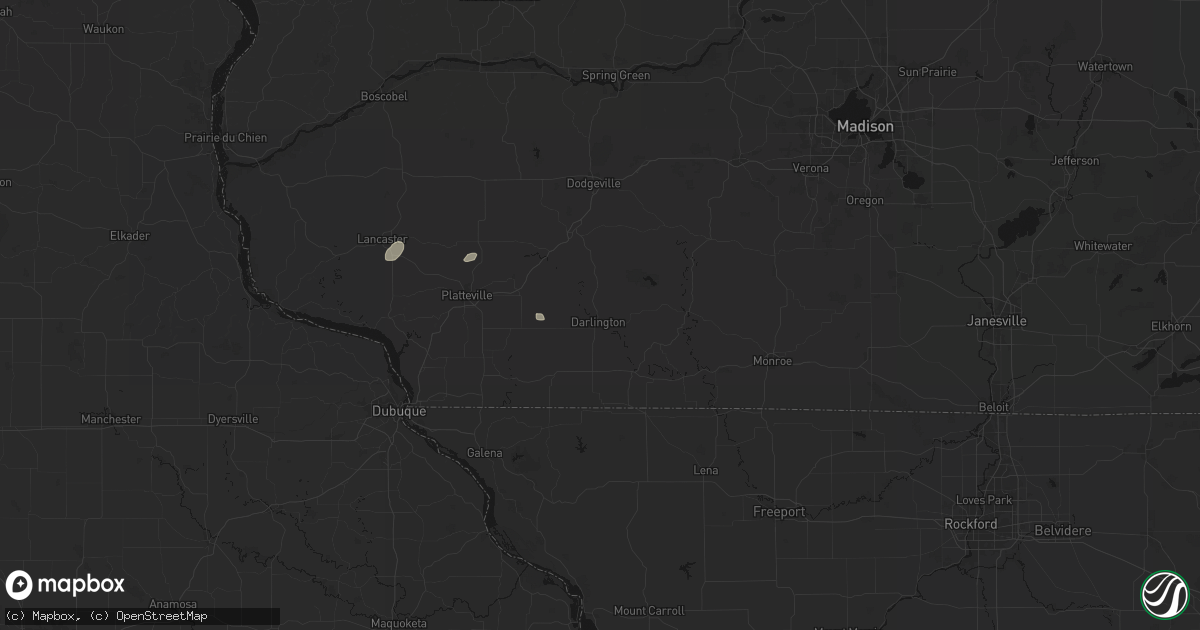 Hail map in Darlington, WI on September 3, 2026