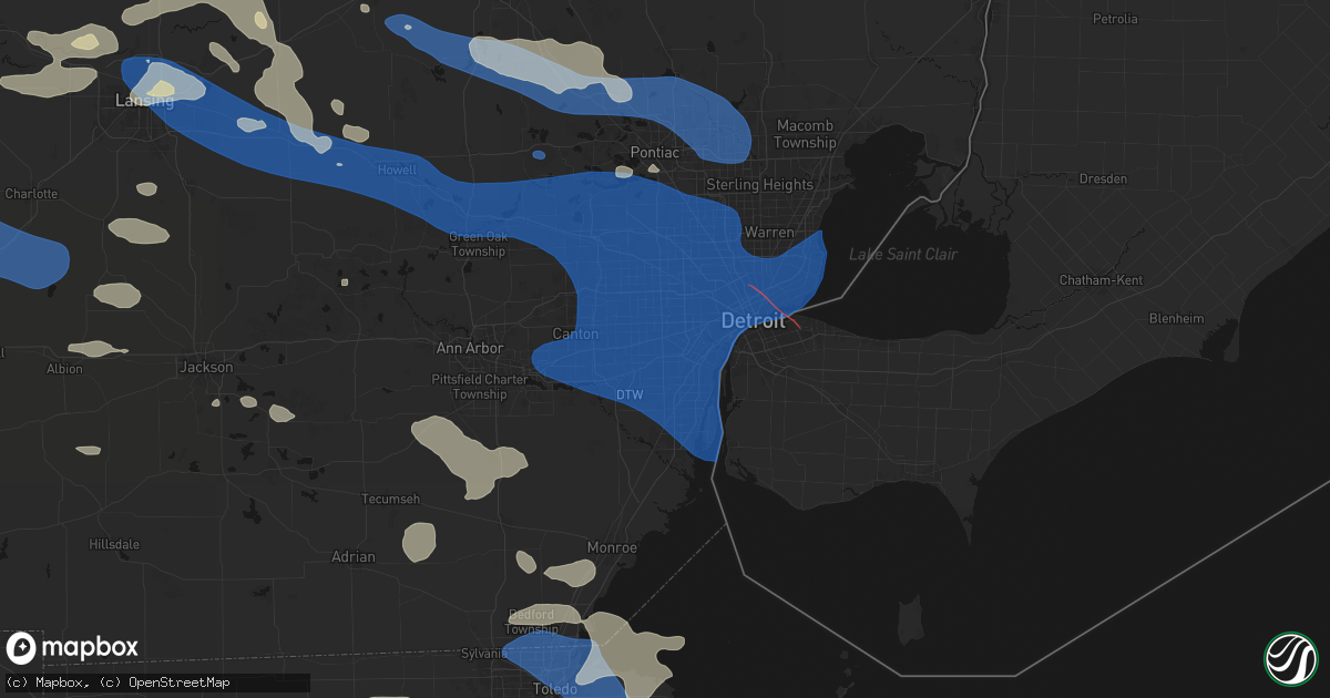 Hail map in Dearborn Heights, MI on September 3, 2026