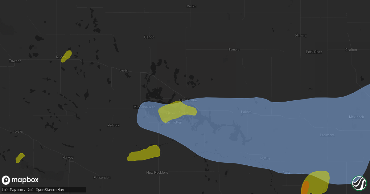 Hail map in Devils Lake, ND on September 3, 2026