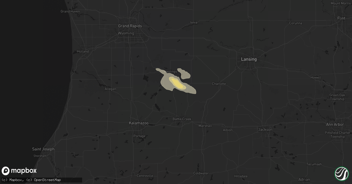 Hail map in Dowling, MI on September 3, 2026