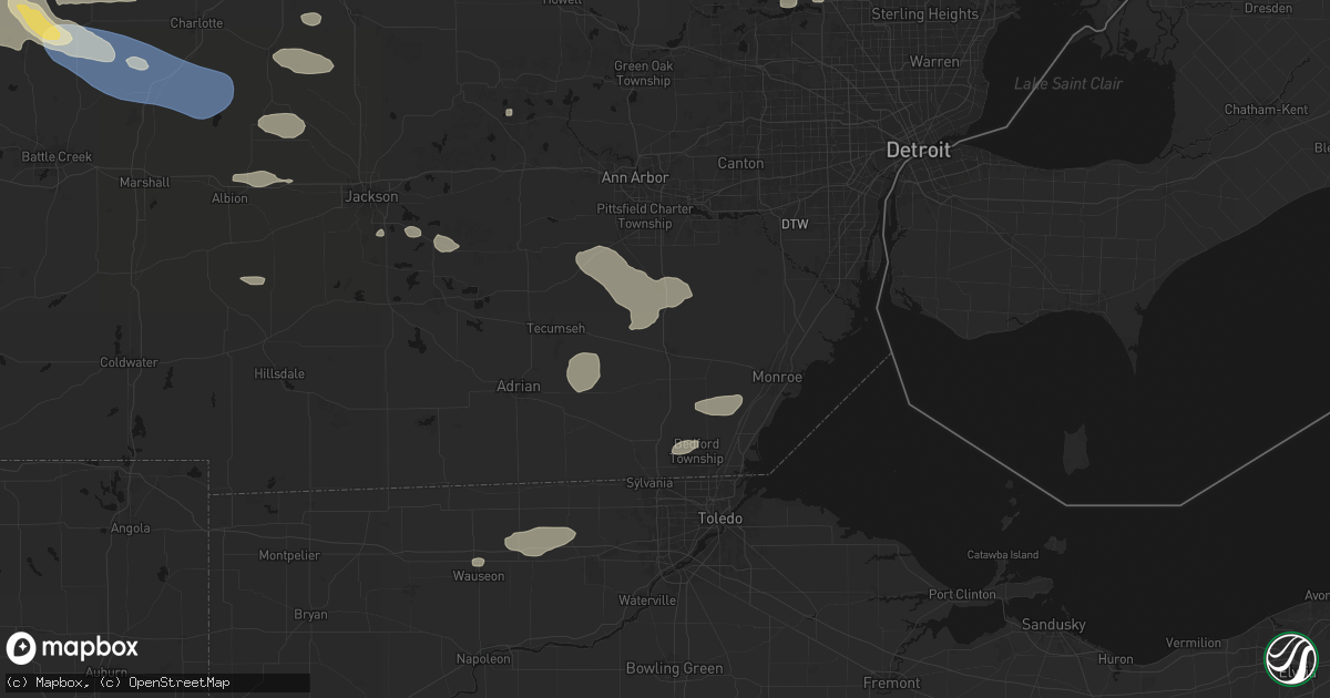 Hail map in Dundee, MI on September 3, 2026