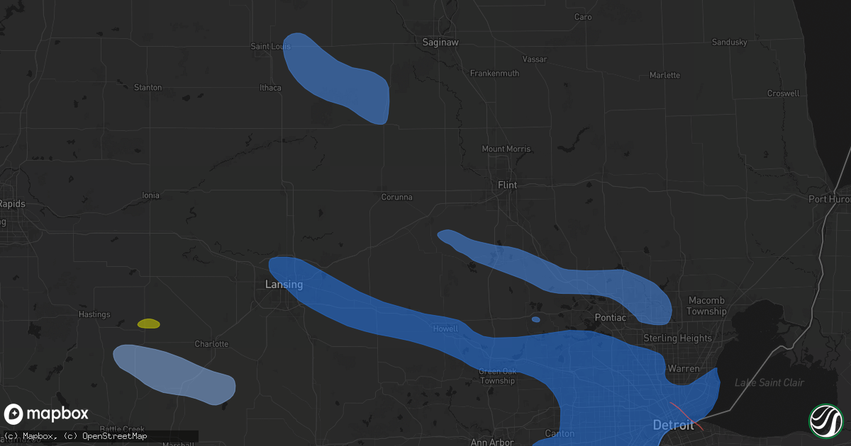 Hail map in Durand, MI on September 3, 2026