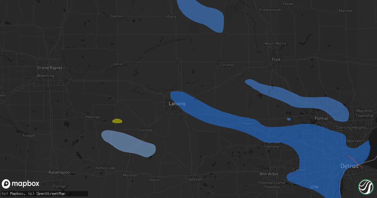 Hail map in East Lansing, MI on September 3, 2026