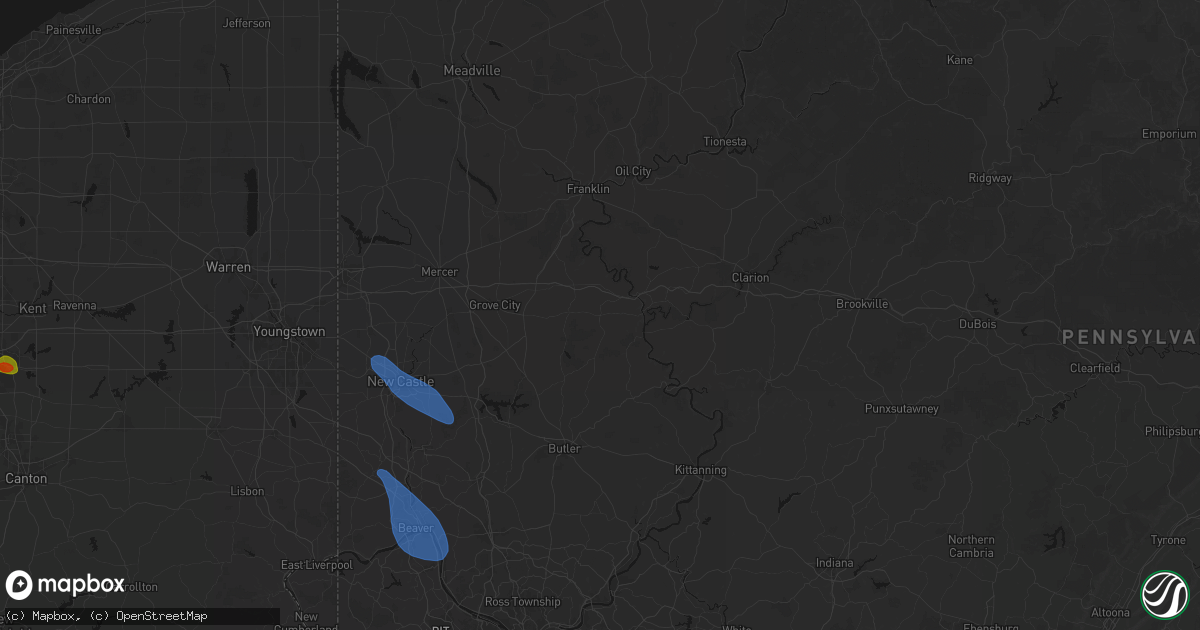 Hail map in Eau Claire, PA on September 3, 2026
